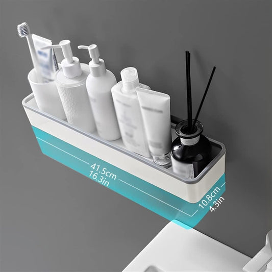 Over-the-Toilet Bathroom Storage Cabinet Rack – Wall-Mounted "Hole-Free" Multifunctional Artifact – Space-Saving Above-Toilet Shelf Organizer – Drill-Free High-Capacity Bathroom Cabinet (White)