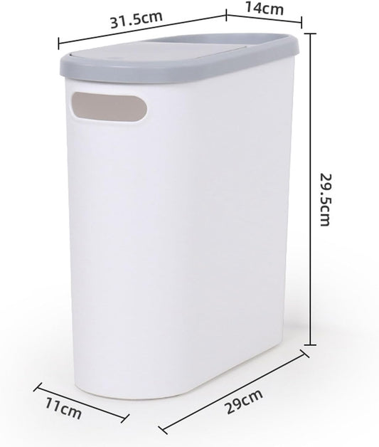 10L Press-Type Bathroom Trash Can – Slim Rectangular Garbage Bin with Pop-Up Lid – Hygienic Odor-Block Wastebasket for Toilet, Kitchen, and Bedroom