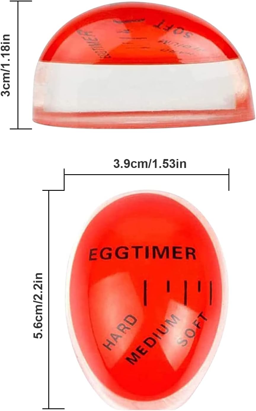 Minuteur d'œuf en résine rouge écologique – Indicateur d'œuf dur à changement de couleur – Observateur de température de cuisson de précision et outil de cuisine