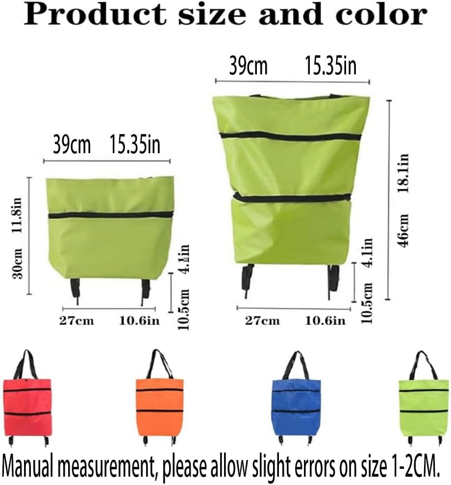 Chariot de courses pliant portable à roulettes - Caddie de courses léger à tirer à la main - Sac à dos durable de grande capacité pour un usage domestique