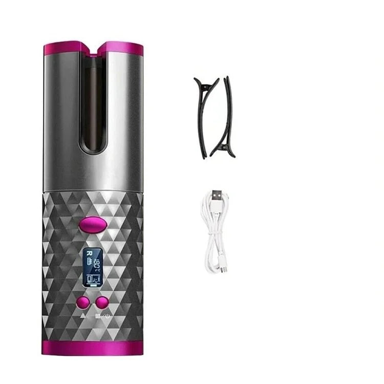 Fer à boucler automatique sans fil – Rechargeable par USB pour des boucles et des ondulations sans effort avec écran LCD