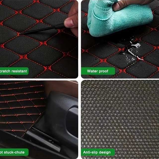 5PCS Universal Waterproof Leather Car Floor Mats – Auto Foot Pad Protector Set for Interior Carpet Protection & Accessories
