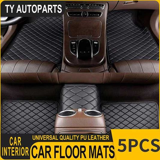 5PCS Universal Waterproof Leather Car Floor Mats – Auto Foot Pad Protector Set for Interior Carpet Protection & Accessories