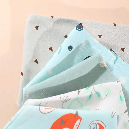 5Pcs Baby Bibs Set – Soft Cotton Cartoon Print Bandana Bibs for Newborns, Boys & Girls | Unisex Feeding & Drool Towels