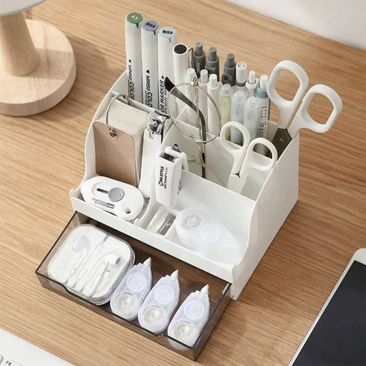 Organisateur de bureau multi-usage en ABS avec tiroir – Rangement pour maquillage, bijoux et fournitures de bureau