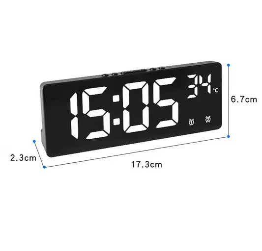 Voice Control Digital Alarm Clock – Temperature Display, Dual Alarm, Snooze, Night Mode, 12/24H LED Desk Clock