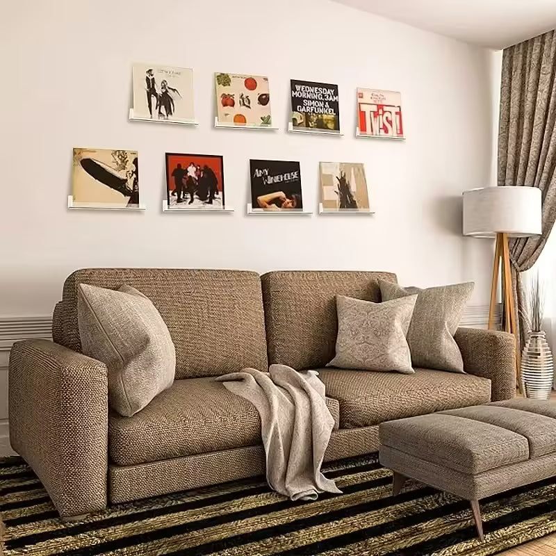 Clear Acrylic Record Display Stand - Wall Mounted Vinyl Holder