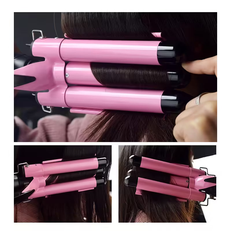 Professional Ceramic Triple Barrel Hair Curling Iron - Hair Wave Waver Styling Tools Hair Styler Wand