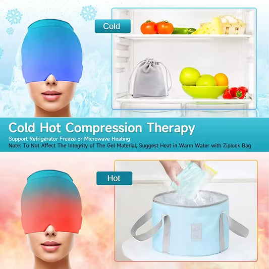 Comforting Gel Ice Headache Relief Hat: Cold Therapy Cap for Migraine, Sinus, and Stress - Form-Fitting Ice Pack Mask