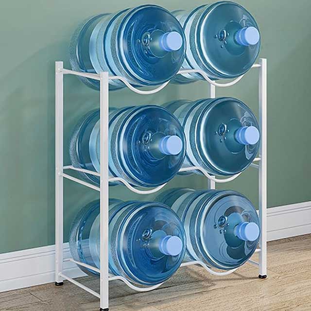 6 Gallon Water Bottle Storage Organizer – Heavy Duty Jug Holder Rack, Stackable Water Cooler Dispenser Stand for Office, Kitchen & Lobby