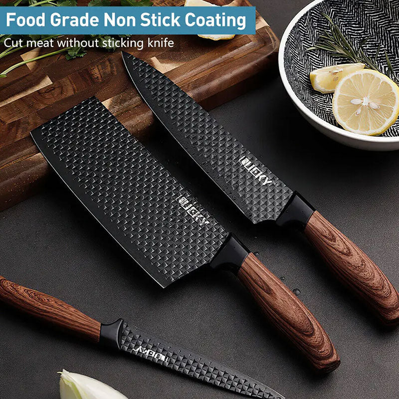 6-Piece High Carbon Stainless Steel Knife Set – Handmade Forged Chef & Butcher Cleaver Collection with Ergonomic Wood Handles