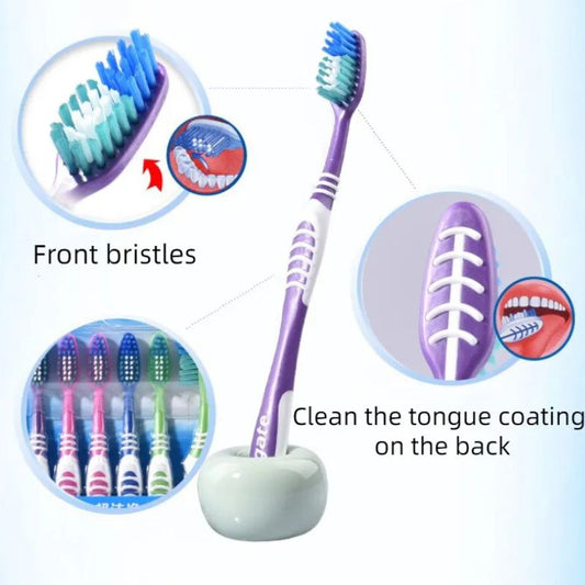6-Piece Family Toothbrush Set – Multi-Color Manual Toothbrushes for Couples & Travel – Deep Clean Ergonomic Design for Back Teeth – Portable Dental Care Suit for Men & Women (Random Colors)