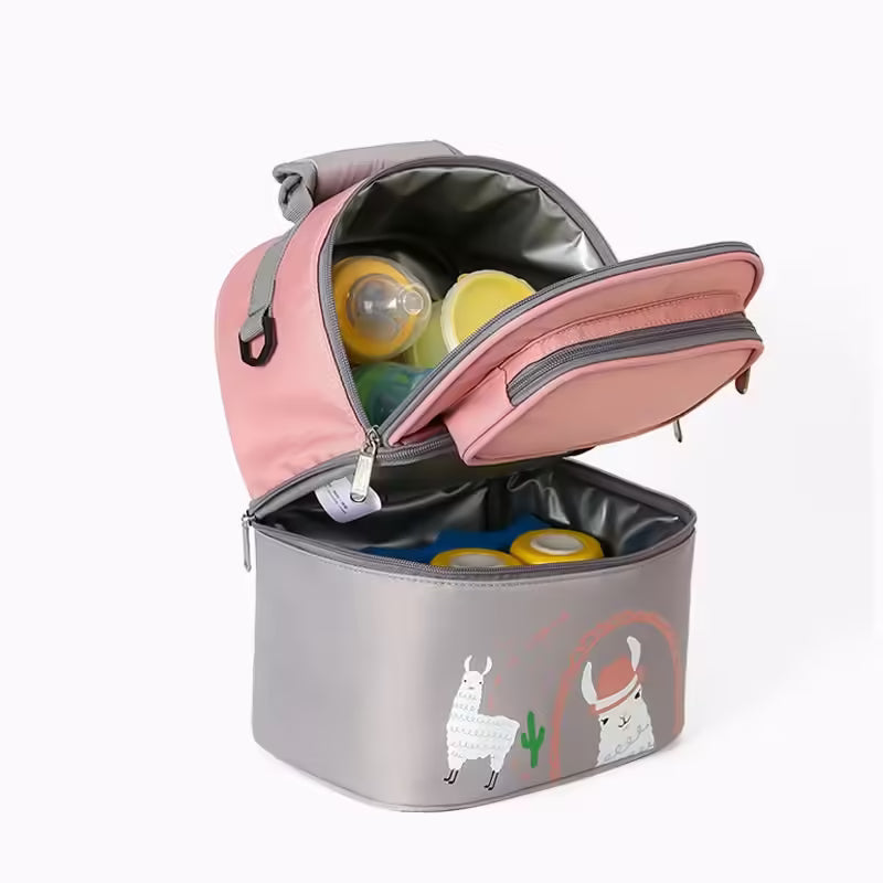 Double Layer Insulation Bag for Breast Pump & Baby Food : Maternity Cooler Backpack with Fresh Keeping for Feeding Bottles (EGB243)