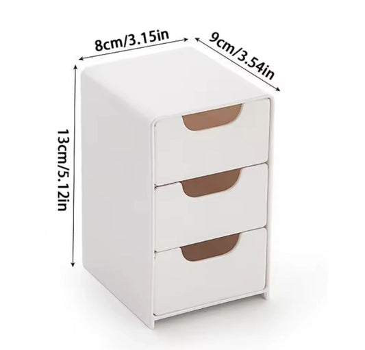 Mini Desktop Organizer Storage Box – Multi-Layer Jewelry & Cosmetic Case with Drawers – Compact Display Box for Earrings, Rings, Necklaces, Bracelets, & Lipstick – Small Space-Saving Vanity Organizer