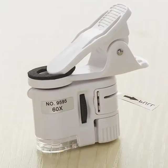 60X Zoom Clip-On Microscope Lens – LED & UV Light Magnifying Glass for Universal Mobile Phones