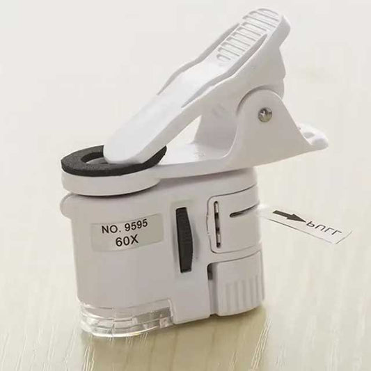 60X Zoom Clip-On Microscope Lens – LED & UV Light Magnifying Glass for Universal Mobile Phones