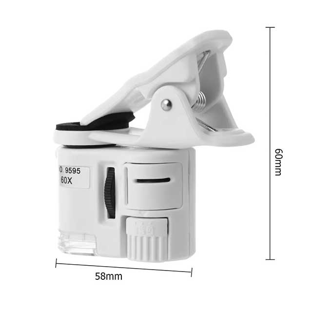 60X Zoom Clip-On Microscope Lens – LED & UV Light Magnifying Glass for Universal Mobile Phones