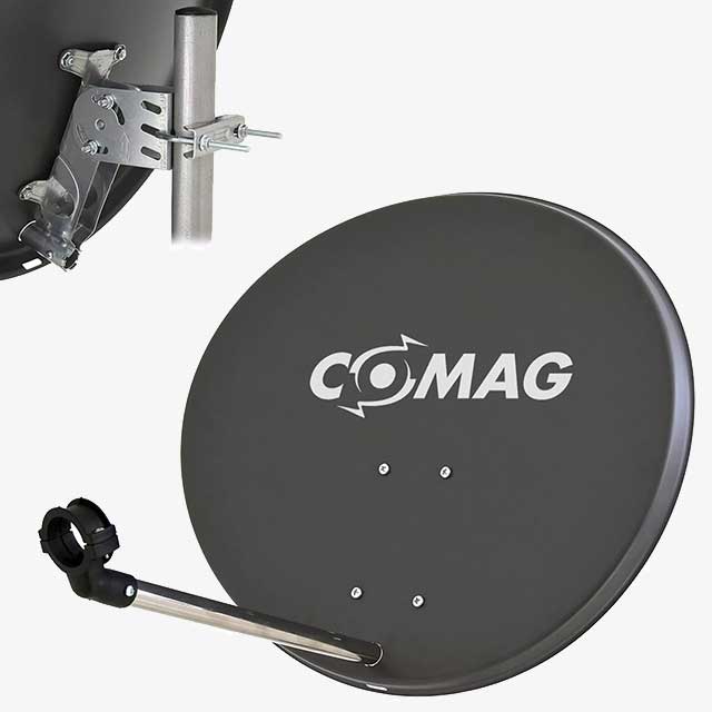60cm Satellite Dish Antenna Mirror Bowl - Digital System 4K HD, Grey Anthracite