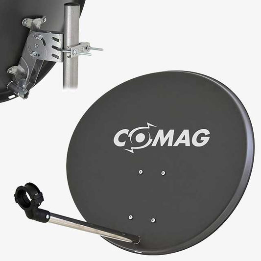 60cm Satellite Dish Antenna Mirror Bowl - Digital System 4K HD, Grey Anthracite