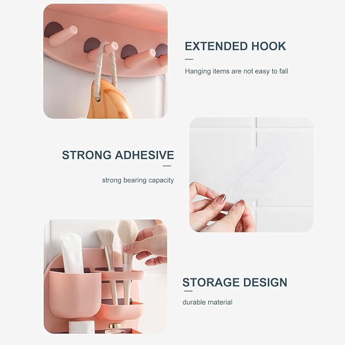 Support mural pour téléphone et télécommande – Organisateur de rangement multifonctionnel avec crochets pour salle de bain, chambre et bureau