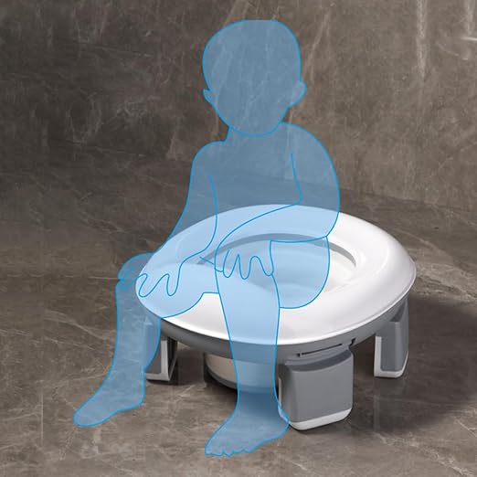 New 3-in-1 Travel Potty – Silicone Foldable Baby Training Seat – Safe & Portable Outdoor Toilet for Children – Compact Toddler Commode (Blue/Gray/Pink)