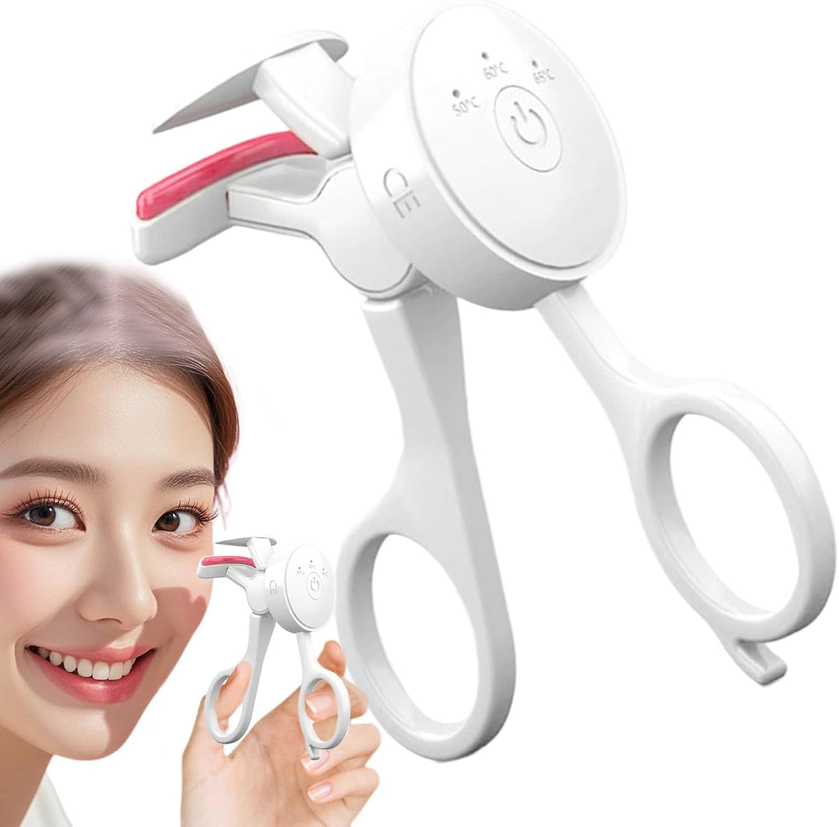 Recourbe-cils chauffant sans cadre GECOMO – Contrôle intelligent de la température – Rechargeable par USB et outil électrique longue durée pour rehaussement des cils (blanc)