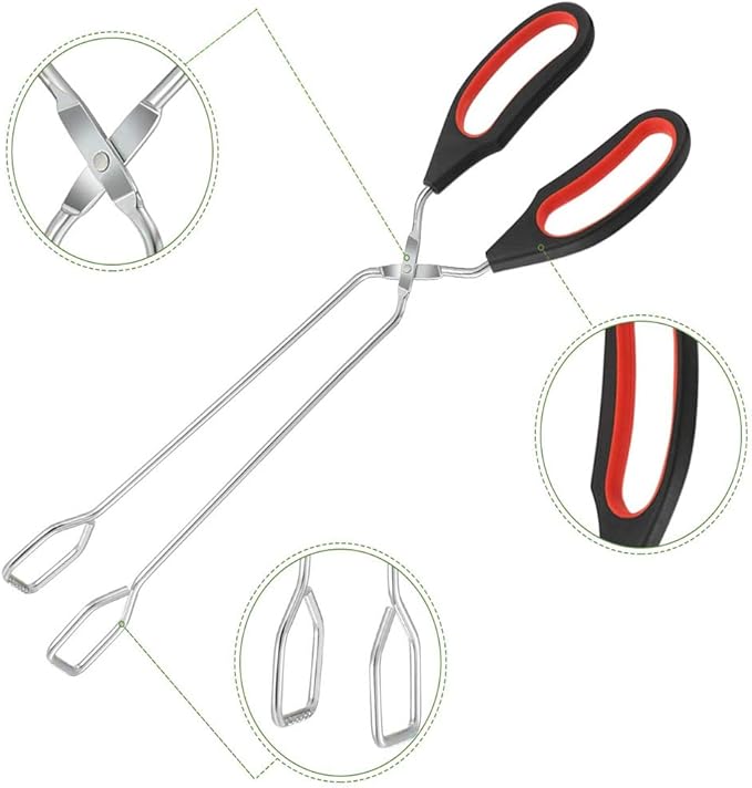 Pinces de cuisine/BBQ ciseaux robustes de 33 cm – Pinces alimentaires en acier inoxydable à long manche – Pince ergonomique pour pain et rôtis, pour le barbecue, la pâtisserie et le service