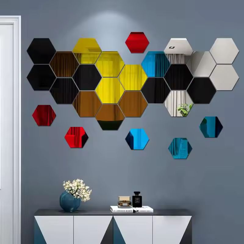 12 Pcs 3D Hexagone Miroir Stickers Muraux – Décoration Murale Géométrique DIY Or Rose pour Salon, Fond de TV et Salle de Bain – Décoration Intérieure Moderne