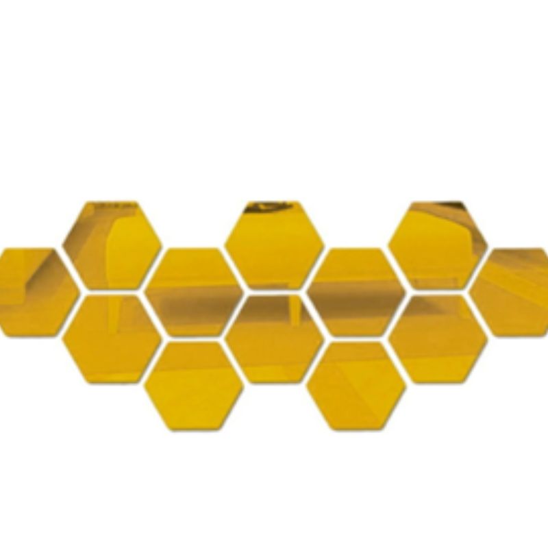 12 Pcs 3D Hexagone Miroir Stickers Muraux – Décoration Murale Géométrique DIY Or Rose pour Salon, Fond de TV et Salle de Bain – Décoration Intérieure Moderne