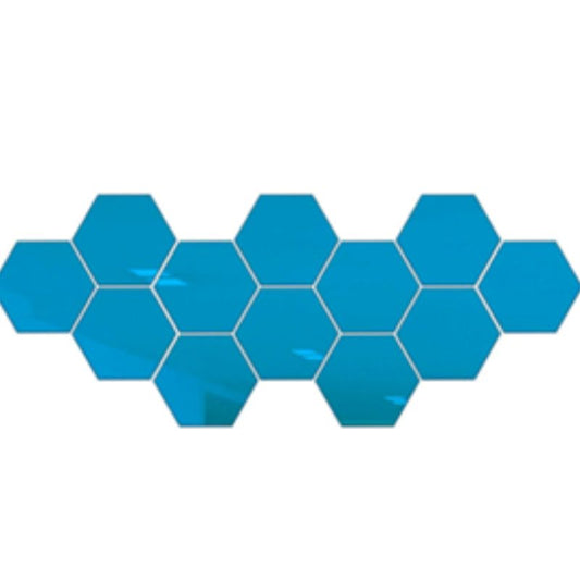 12pcs 3D Hexagon Mirror Wall Stickers – Rose Gold DIY Geometric Decals for Living Room, TV Background & Bathroom – Modern Home Wall Decor