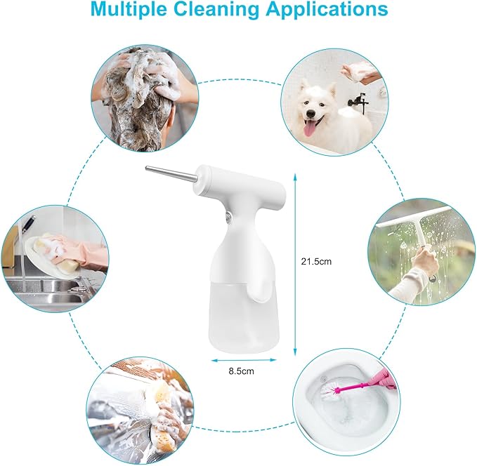 Pistolet distributeur de mousse liquide électrique 350 ml – Machine moussante automatique continue – « Dieu de la bulle » portable pour shampoing et nettoyant visage – Mousseur de détergent polyvalent pour salle de bain