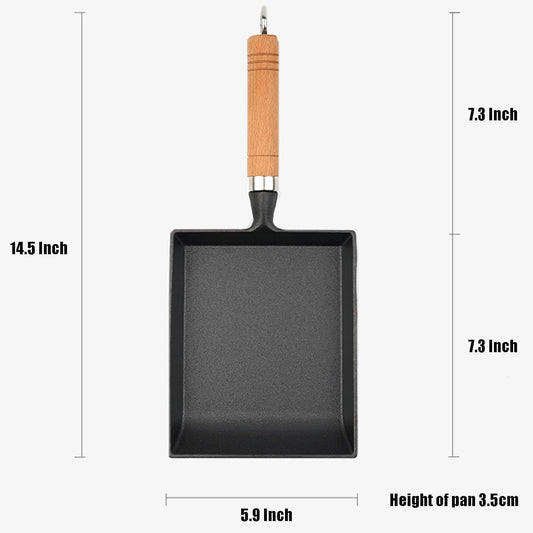 Non-Stick Japanese Tamagoyaki Egg Pan - Square Cast Iron Omelette Frying Pan for Home Kitchen - Easy to Clean