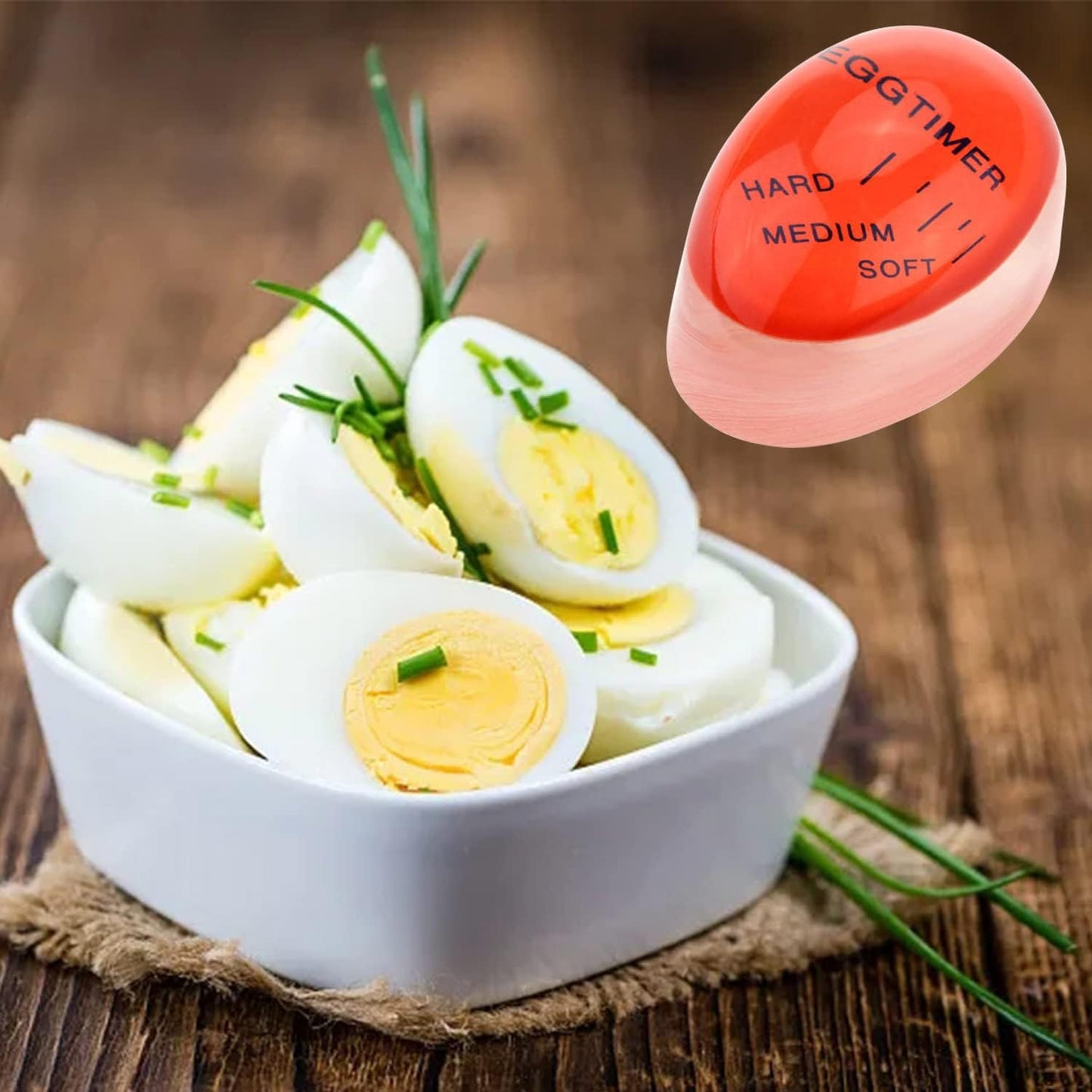 Eco-Friendly Red Resin Egg Timer – Color-Changing Boiled Egg Indicator – Precision Cooking Temperature Observer & Kitchen Tool