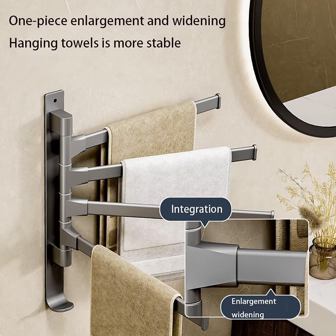 Porte-serviettes pivotant en aluminium spatial – Support de serviettes orientable à 180° – Cintre mural multi-barres pour salle de bain et cuisine (2/3/4/5 couches)