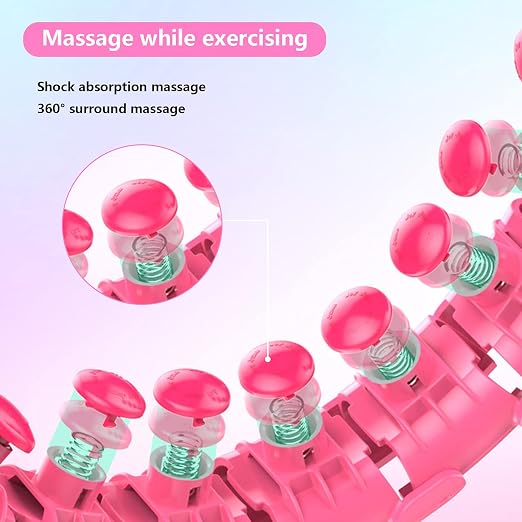 LEAFIA Smart Weighted Hula Hoop – 24-Section Adjustable Fitness Hoop with Massage Nodes & Soft Gravity Ball for Adults & Beginners – Pink