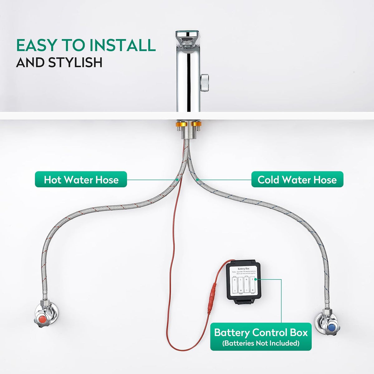 CREA Touchless Infrared Sensor Basin Mixer Tap – Automatic Chrome Bathroom Faucet with Hot & Cold Water Control