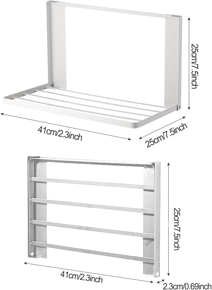 Étagère latérale magnétique en métal pour machine à laver – Séchoir à linge pliable peu encombrant, étagère de rangement temporaire sans perçage pour la buanderie et la salle de bain