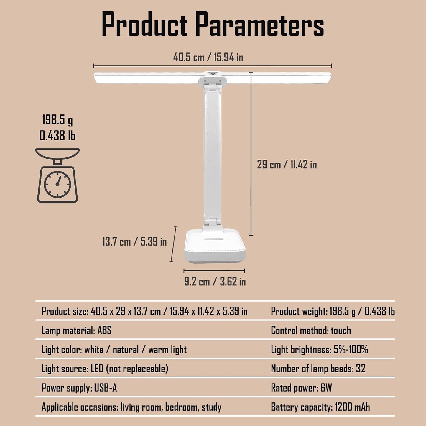 White LED Desk Lamp for Home Office – Portable Small Table Light with 3 Lighting Modes – Battery Operated & USB Rechargeable – Eye-Protection Reading Light for Kids, Studying, & Dormitory (White / Pink / Blue)