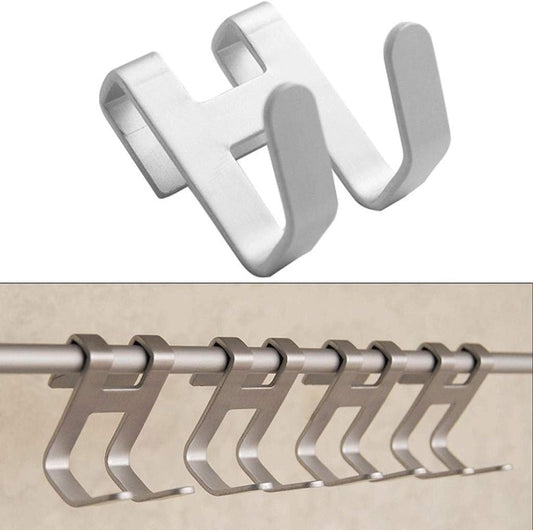 H-Shape Space Aluminum Over-Door Hook – No-Drill Shower Glass Towel Holder – Versatile Metal Hanger for Bathroom, Kitchen, and Cabinet Organization
