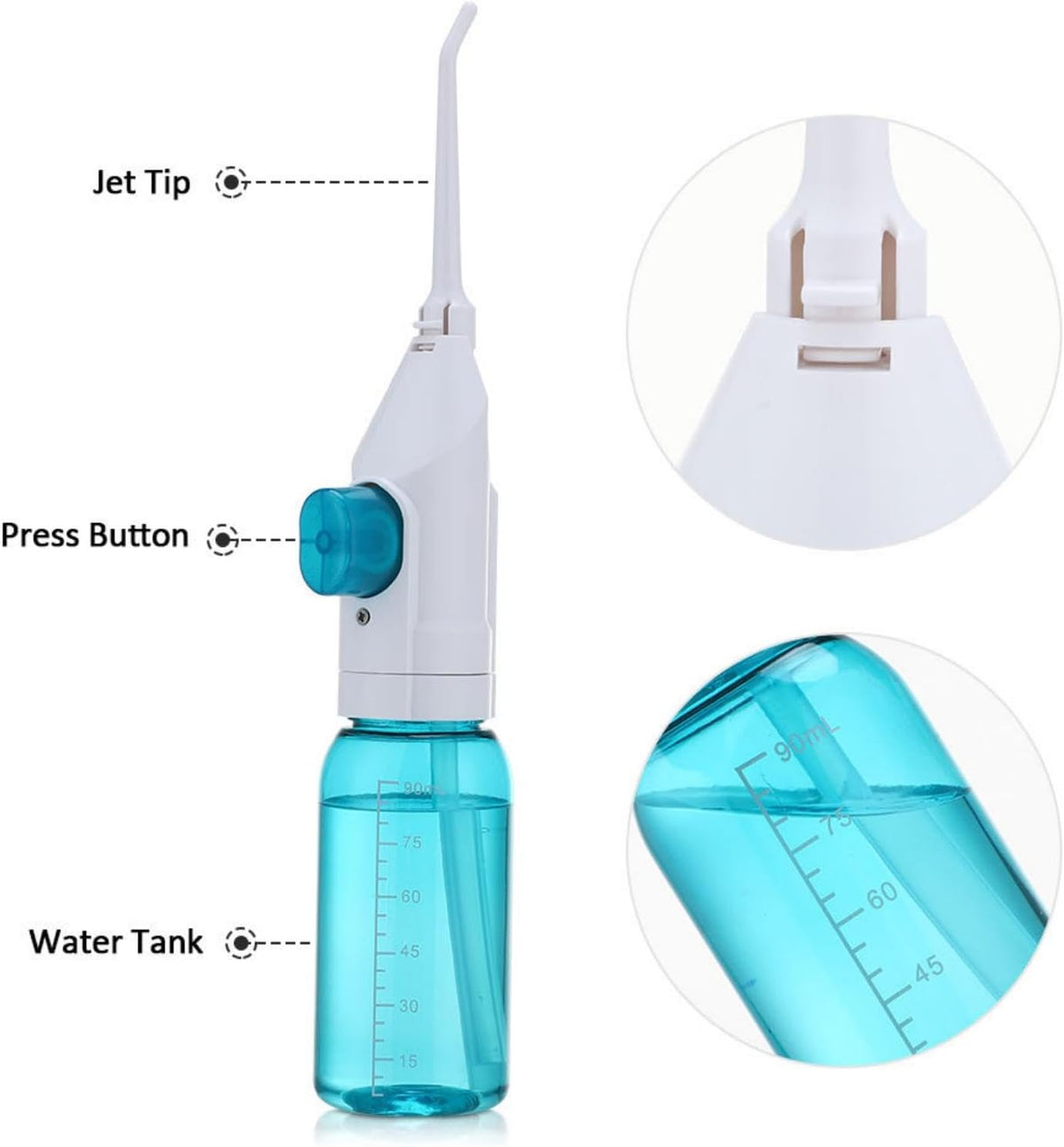 Hydropulseur Portable Électrique à Haute Pression – Irrigateur Oral Manuel Professionnel à Jet Pulsé – Nettoyage en Profondeur des Dents et Gencives – Hydropulseur Dentaire Rechargeable et Étanche (1 pièce)