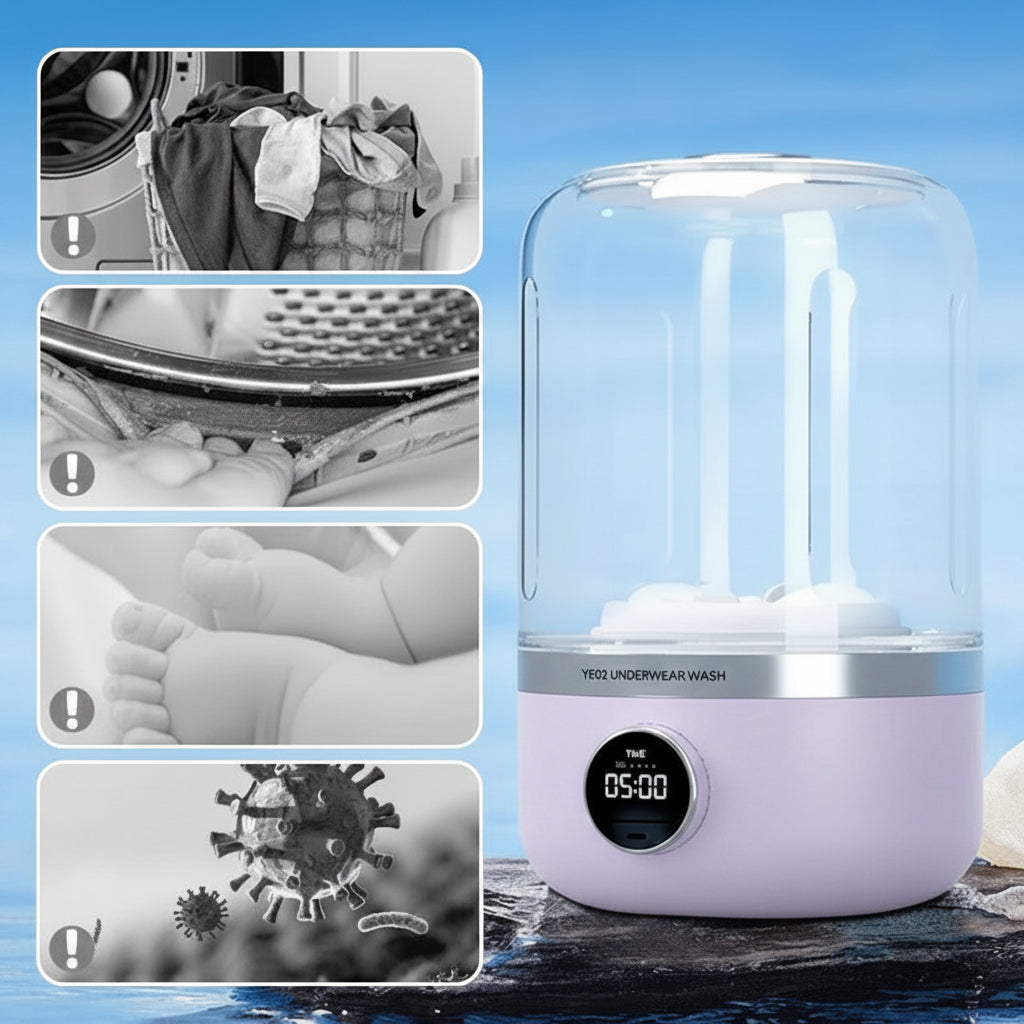 Portable Rechargeable Mini Washing Machine – USB Travel Washer for Underwear, Baby Clothes, Socks & Delicate Laundry with 2 Cleaning Modes