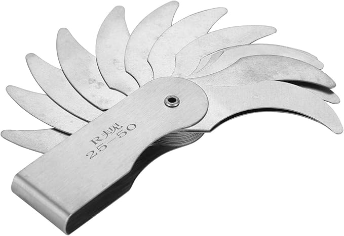 Stainless Steel Radius Gauge R25–50mm | Internal & External Concave Convex Fillet Measuring Gauge Tool