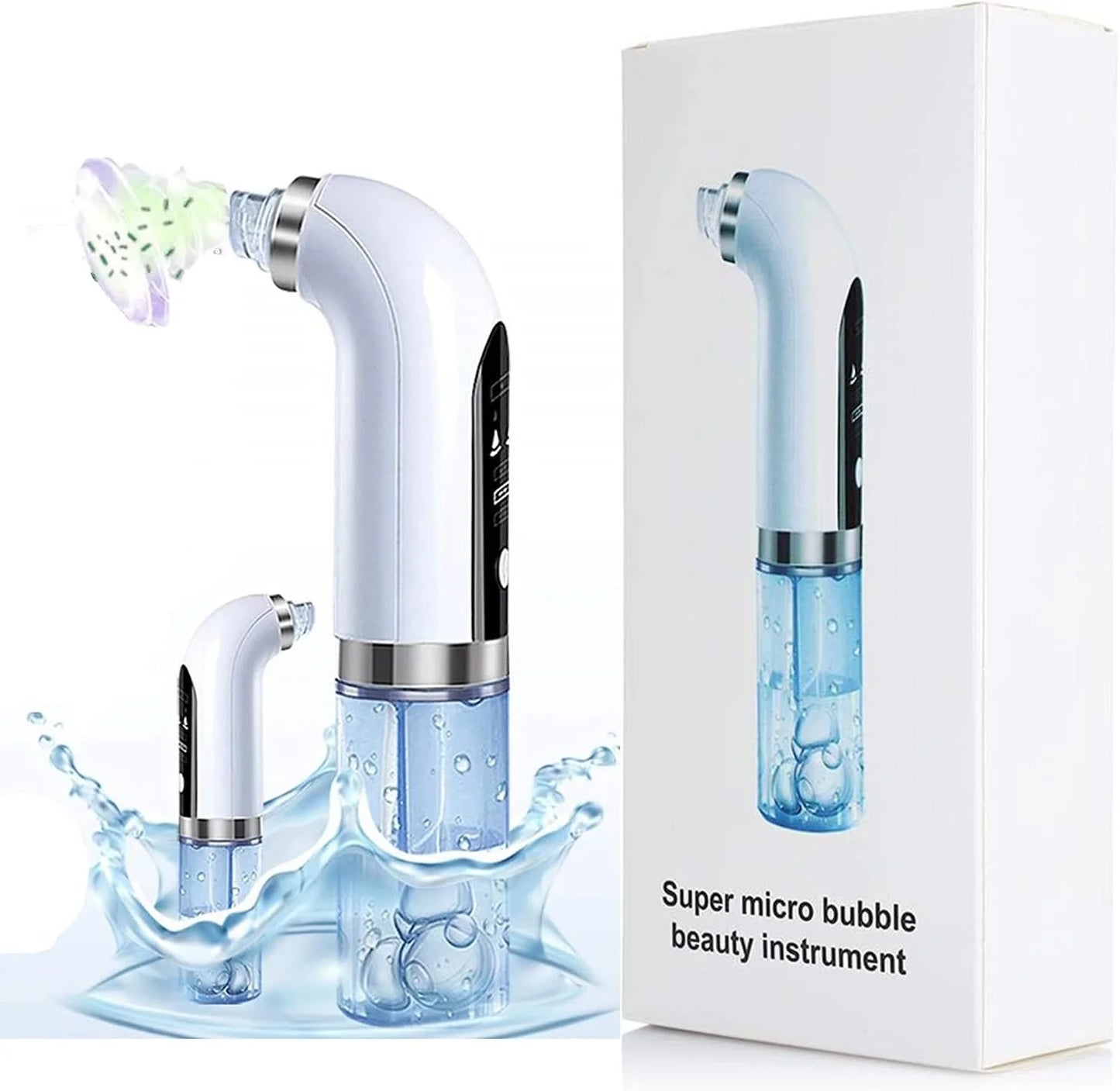 Hydra Facial Blackhead Remover Vacuum – USB Rechargeable Water Cycle Pore Cleaner with 3 Suction Modes & 6 Suction Heads