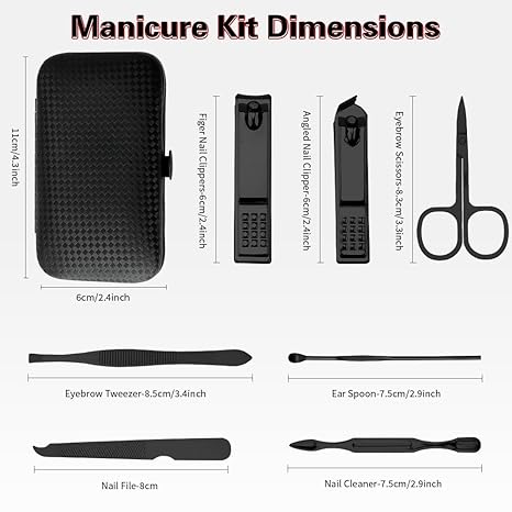 7 pcs Manicure & Pedicure Nail Care Kit – Stainless Steel Grooming Set with Nail Clippers, Travel-Friendly Case for Men & Teens