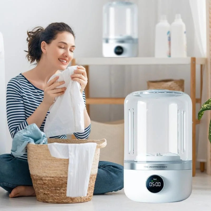 Portable Rechargeable Mini Washing Machine – USB Travel Washer for Underwear, Baby Clothes, Socks & Delicate Laundry with 2 Cleaning Modes