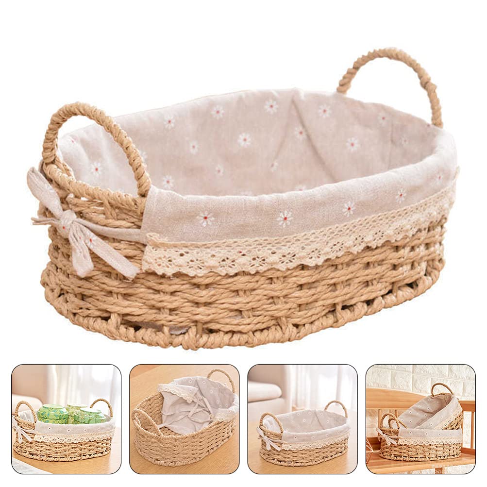 Paniers de Rangement Tissés à la Main avec Poignées – Organisateur de Cuisine Rustique pour Fruits & Légumes – Boîte de Rangement Polyvalente pour Bureau & Salle de Bain