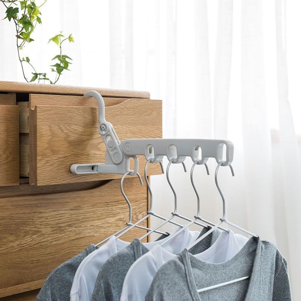 Cintre de voyage pliable portable à 5 trous – Séchoir à linge compact pliable pour hôtel, camping et organisation en déplacement