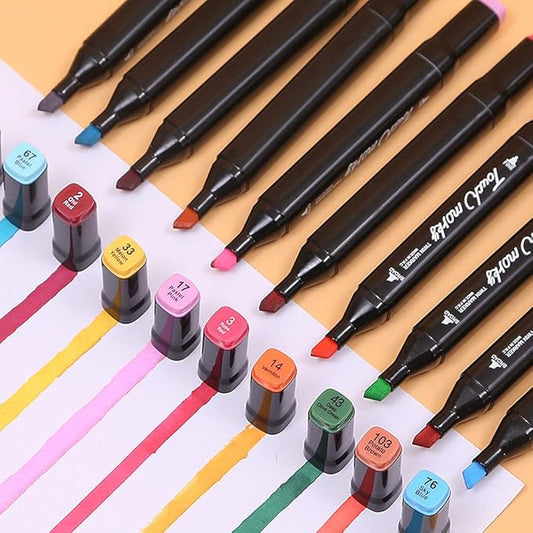 24 Colors Alcohol Brush Markers Set with Stand – Dual Tip Art Markers for Drawing, Sketching, Coloring & Illustration