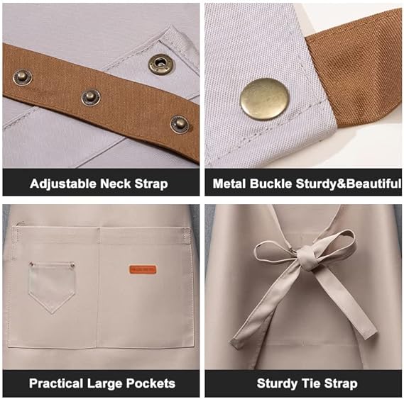 Tablier de cuisine professionnel imperméable – Tablier de travail ajustable à bretelles croisées pour chefs, barbiers et baristas – Tablier de restaurant robuste