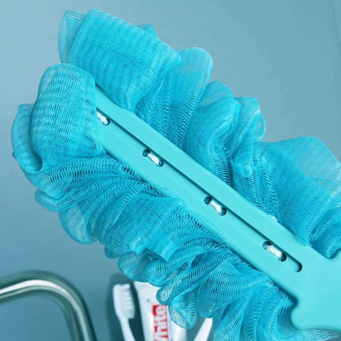 Long-Handle Mesh Back Scrubber – Soft Hanging Shower Sponge Brush – Ergonomic Body Scrubber for Adults – Deep Cleaning Bath Accessory (Green/Pink/White)